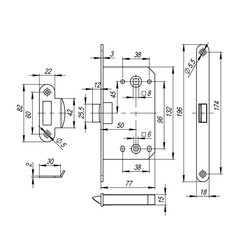 Замок врезной Fuaro Plastic P96WC-50 для межкомнатной двери под фиксатор белый - фото 2