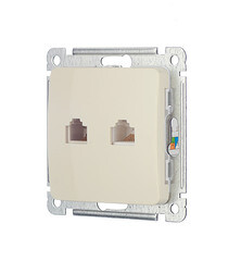Розетка компьютерная/ телефонная Hegel Master встраиваемая слоновая кость RJ11/ RJ45 (РСКТ-440-01) - фото 4