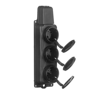 Розетка штепсельная Svet тройная с заземлением IP44 настенная черная ...