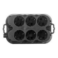 Розетка штепсельная Svet шестерная с заземлением IP20 черная - фото 2