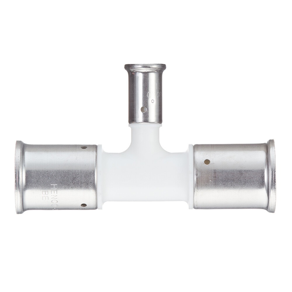 Изображение товара Тройник Henco 10PKW-321632 из PVDF для металлопластиковых труб пресс 16 мм