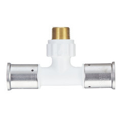 Изображение товара Тройник Henco (14PKW-320532) 32(пресс) х 3/4 НР(ш) х 32(пресс) белый PVDF