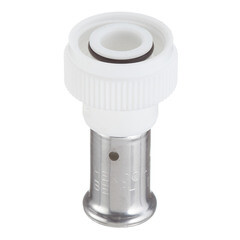 Муфта с накидной гайкой Henco (19PKW-1605) 16(пресс) х 3/4 ВР(г) под евроконус белая PVDF - фото 4