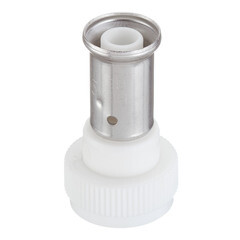 Муфта с накидной гайкой Henco (26PKW-1605) 16(пресс) х 3/4 ВР(г) белая PVDF - фото 1