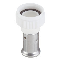 Муфта с накидной гайкой Henco (26PKW-1605) 16(пресс) х 3/4 ВР(г) белая PVDF - фото 2