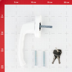 Ручка оконная белая металл W с замком - фото 2