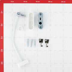 Ограничитель оконный тросовый с ключом стальной белый - фото 2