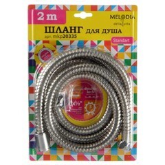 Шланг д/душа MELODIA STANDARD 1/2"*1/2" конус нерж.d14мм, L200см, 2-й зажим MKP20335BL