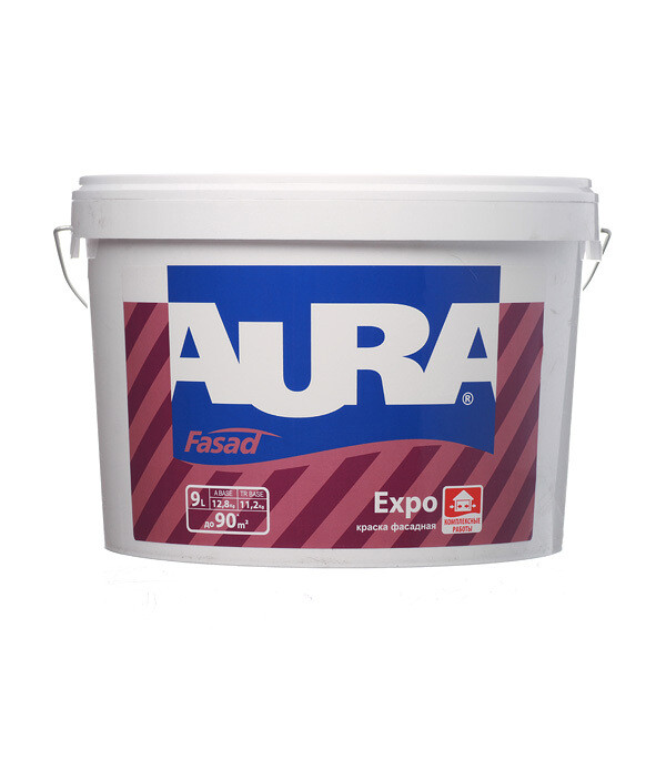 Изображение товара Фасадная акриловая краска Aura Fasad Expo 9л белая влагостойкая матовая
