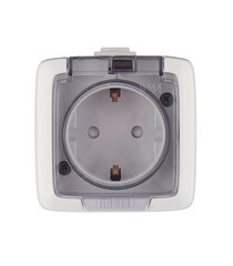 Изображение товара Розетка Hegel Alfa накладная белая со шторками с крышкой (РА16-212)