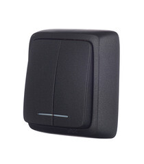 Выключатель Hegel Alfa двухклавишный накладной черный с подсветкой (ВА10-154-08) - фото 5