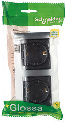 Розетка Systeme Electric Glossa встраиваемая алюминий со шторками с крышкой (GSL000347) - фото 3