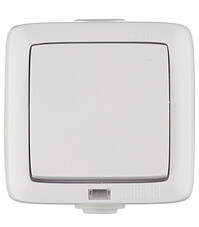 Переключатель Hegel Alfa одноклавишный накладной белый с подсветкой (ВА10-262)