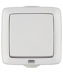 Изображение товара Переключатель Hegel Alfa одноклавишный накладной белый с подсветкой (ВА10-262)