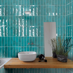 Плитка облицовочная Monopole Bora Bora аквамарин глянцевая 300х75х8 мм (44 шт.=1 кв.м) - фото 13