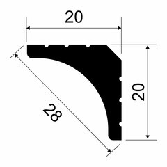 Плинтус потолочный из экополимера ударопрочный 20х20х2000 мм Cosca KX021 - фото 3