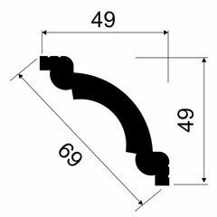 Плинтус потолочный из экополимера ударопрочный 49х49х2000 мм Cosca KX008 - фото 3