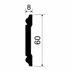 Молдинг из экополимера ударопрочный 60х8х2000 мм Cosca МX008 белый - фото 5