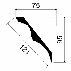 Плинтус потолочный из экополимера ударопрочный 95х75х2000 мм Cosca KX013 - фото 3