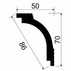 Плинтус потолочный из экополимера ударопрочный 70х50х2000 мм Cosca KX048 - фото 3
