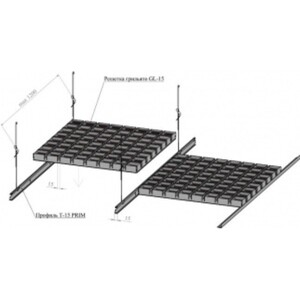 Элемент для потолка грильято Албес GL15 60x60x37x15 мм «мама» 0,6 м белый матовый