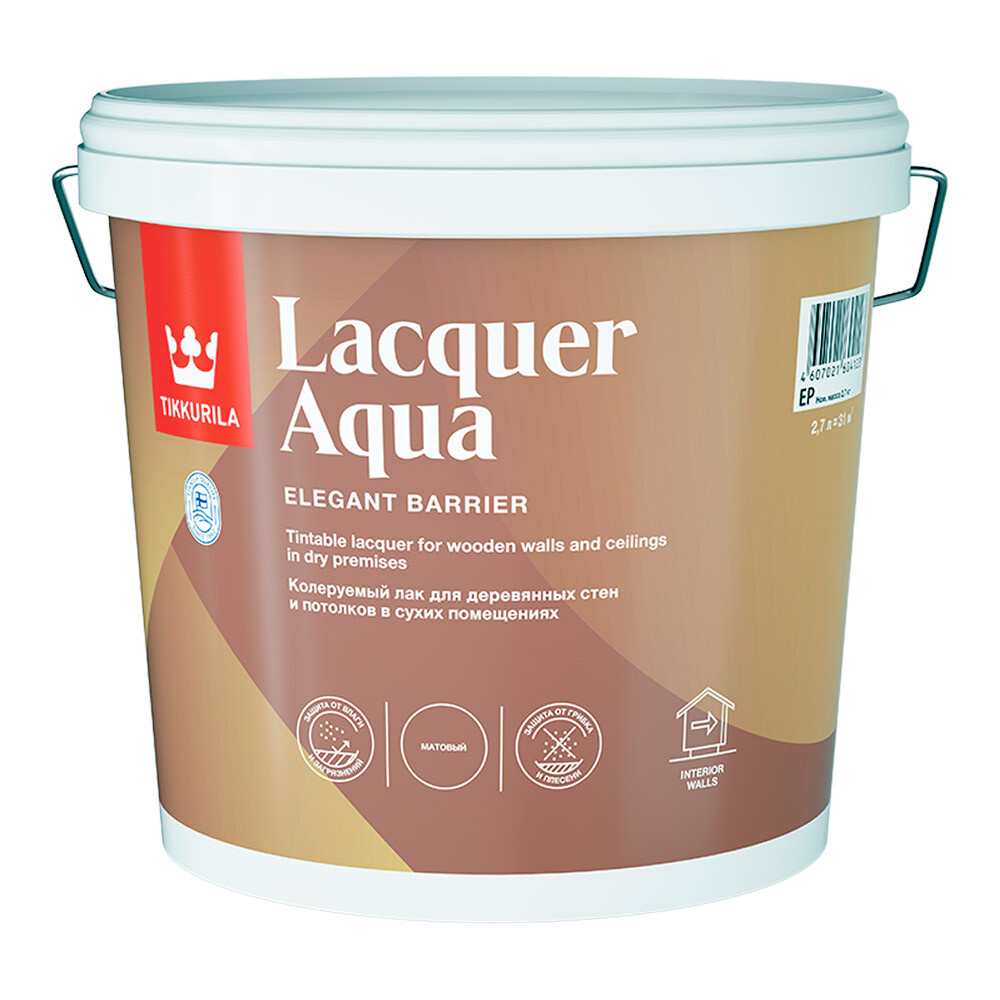 Изображение товара Лак акриловый Tikkurila/Tikkivala Lacquer Aqua бесцветный 2,7 л матовый