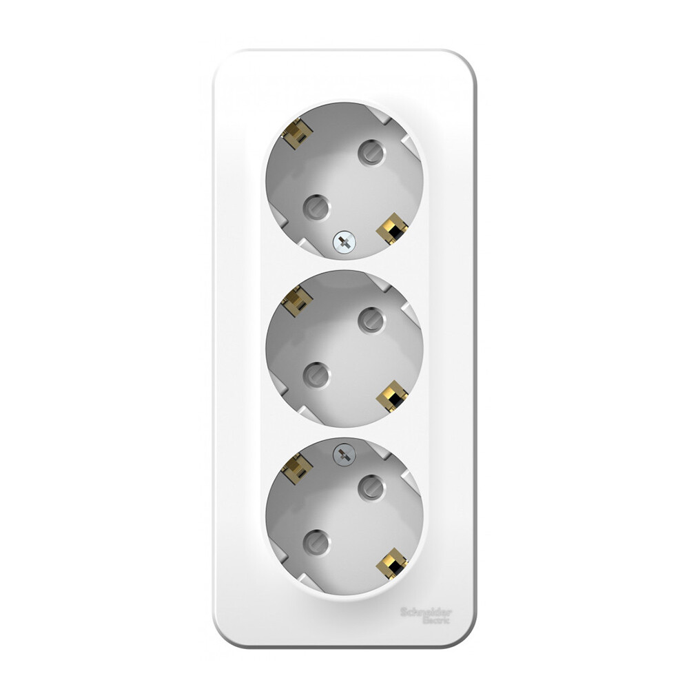 Изображение товара Розетка Systeme Electric Blanca накладная белая со шторками 3 гнезда IP20