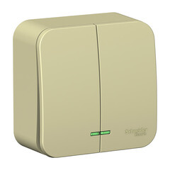 Изображение товара Выключатель Systeme Electric Blanca двухклавишный накладной бежевый с подсветкой (BLNVA105117)