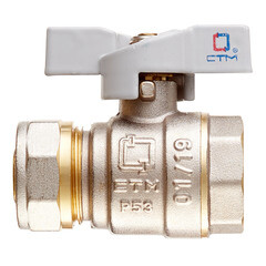 Изображение товара Кран шаровой латунный СТМ 20 обж(ц) х 3/4 ВР(г) для металлопластиковых труб бабочка прямой