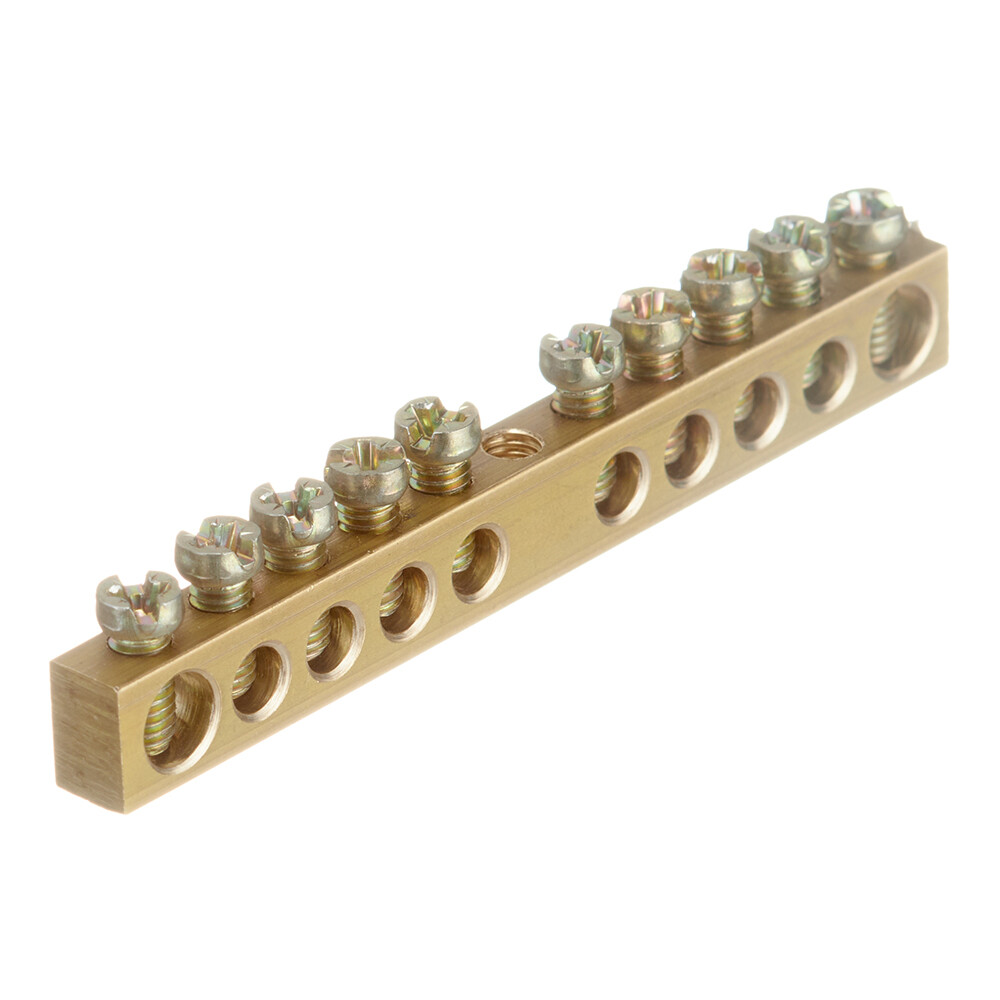 Шина нулевая без изолятора EKF PROxima PEN 6х9 мм 10 отверстий крепеж по центру (sn0-63-10-r)