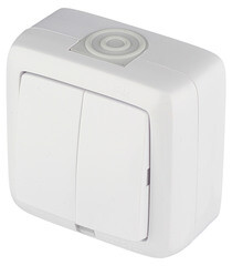 Выключатель Hegel Alfa двухклавишный накладной белый с подсветкой (ВА10-252) - фото 2