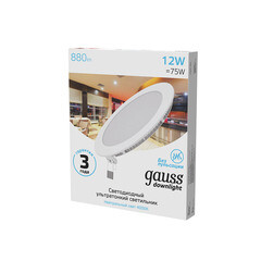 Светильник встраиваемый светодиодный белый 12 Вт 4000К IP20 Gauss Slim ДВО (939111212) - фото 4