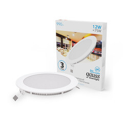 Светильник встраиваемый светодиодный белый 12 Вт 6500К IP20 Gauss Slim ДВО (939111312) - фото 2