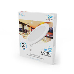 Светильник встраиваемый светодиодный белый 12 Вт 6500К IP20 Gauss Slim ДВО (939111312) - фото 6