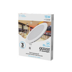 Светильник встраиваемый светодиодный белый 15 Вт 4000К IP20 Gauss Slim ДВО (939111215) - фото 2