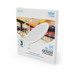 Светильник встраиваемый светодиодный белый 18 Вт 6500К IP20 Gauss Slim ДВО (939111318) - фото 5