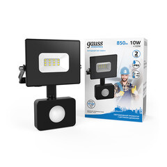 Прожектор светодиодный Gauss Elementary-S ДО-10 6500К 10 Вт IP65 с датчиком движения черный - фото 3