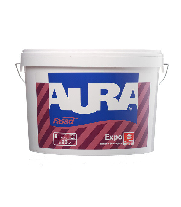 Изображение товара Фасадная акриловая краска Aura Fasad Expo бесцветная 9 л для влажных помещений