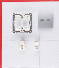 Розетка компьютерная/ телефонная Hegel Master встраиваемая серебро RJ11/ RJ45 (РСКТ-440-06) - фото 2