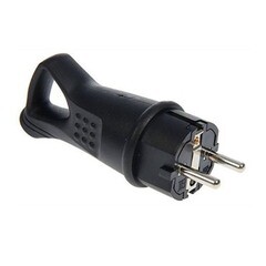Вилка штепсельная каучуковая угловая 2Р+РЕ 16 А 230 В IP44