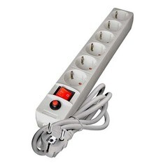 Удлинитель бытовой Universal (967U-5003) с заземлением 3 м 10 А 220 В 2,2 кВт 6 розеток ПВС 3х0,75 мм2 с выключателем белый