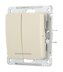 Выключатель Hegel Master двухклавишный встраиваемый слоновая кость с подсветкой (ВС10-452-01) - фото 4