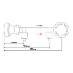 Карниз настенный деревянный двухрядный круглый 200 см d 28 мм белый - фото 4