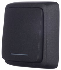 Выключатель Hegel Alfa одноклавишный накладной черный с подсветкой (ВА10-114-08) - фото 4