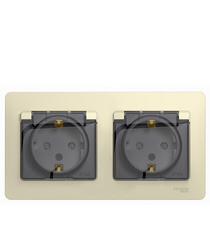 Изображение товара Розетка Systeme Electric Glossa встраиваемая бежевая со шторками с крышкой (GSL000247)