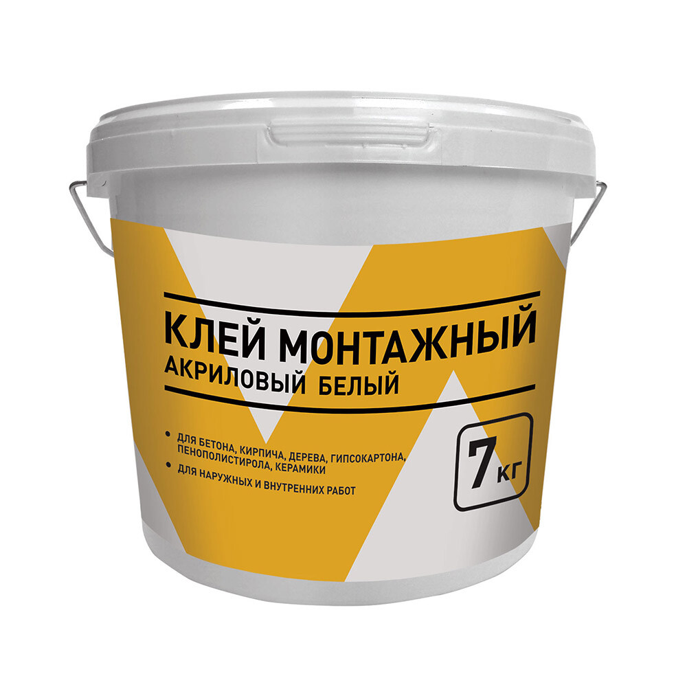 Изображение товара Клей монтажный акриловый белый 7 кг ведро Изображение товара Клей монтажный акриловый белый 7 кг ведро