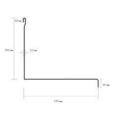 Планка примыкания для металлочерепицы 130х160 мм 2 м красное вино RAL 3005 - фото 3