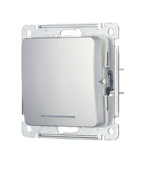 Выключатель Hegel Master одноклавишный встраиваемый серебро с самовозвратом с подсветкой (ВС10-432-06) - фото 3