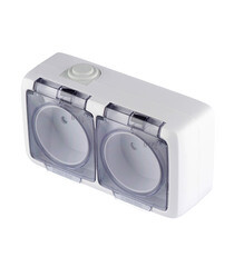 Розетка Hegel Alfa накладная белая со шторками с крышкой (РА16-242) - фото 5