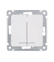 Выключатель Hegel Master двухклавишный встраиваемый белый с подсветкой (ВС10-452) - фото 1